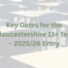 Room with pupil desks and chairs faded into the background. Green writing on top in for foreground
